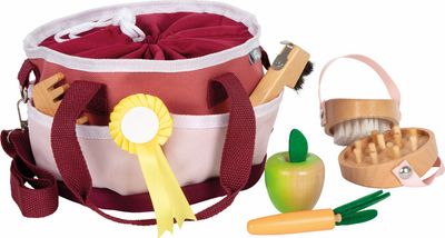 Pferdepflege-Set mit Tasche rot
