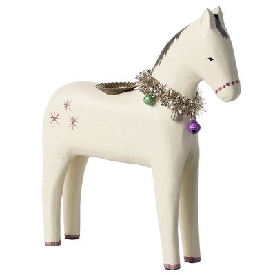 Kerzenhalter aus Holz, kleines Pferd