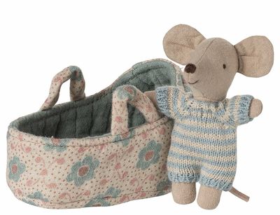 Babymaus in Tragetasche - Blau