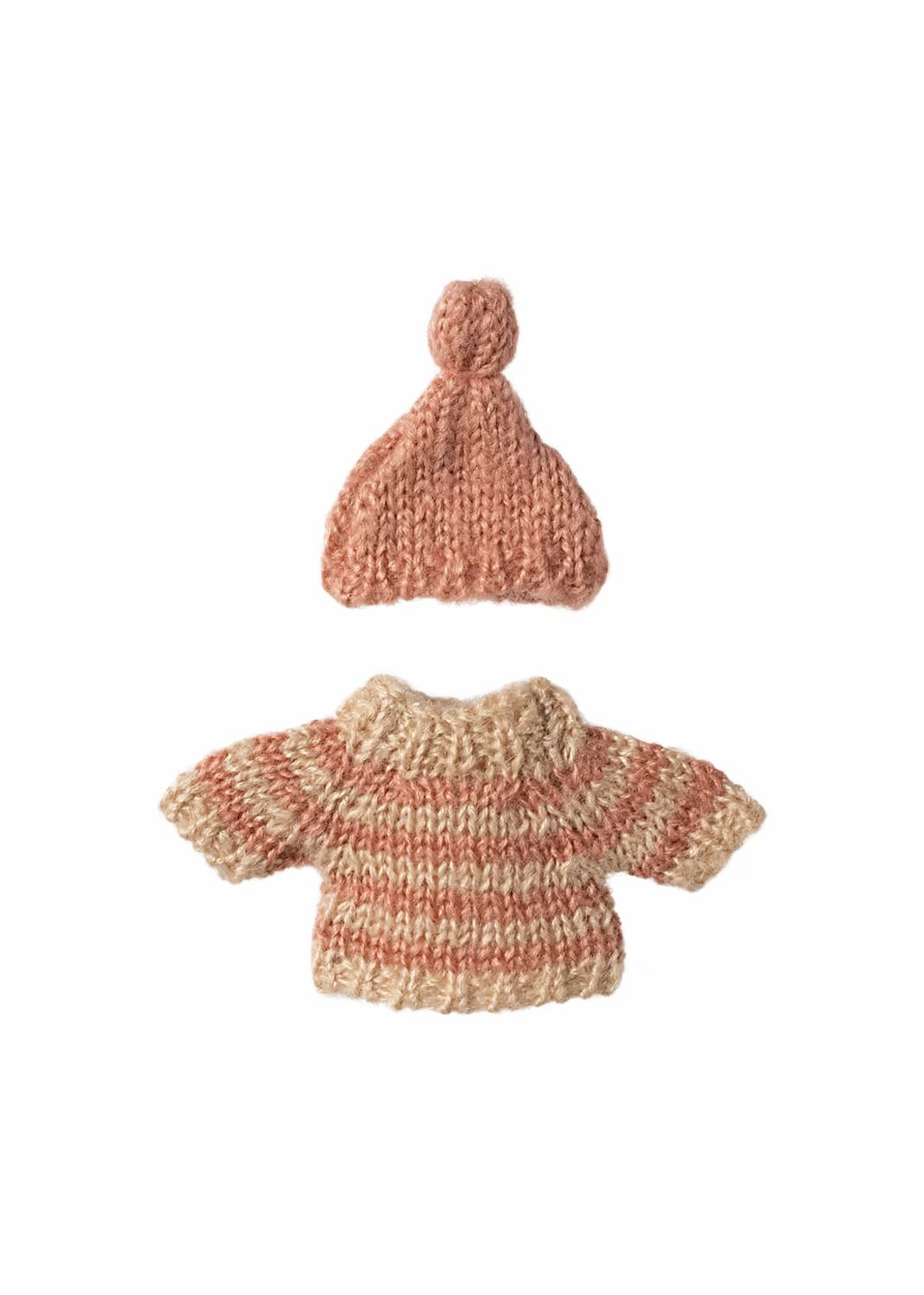 Strickpullover und Mütze, große Schwester