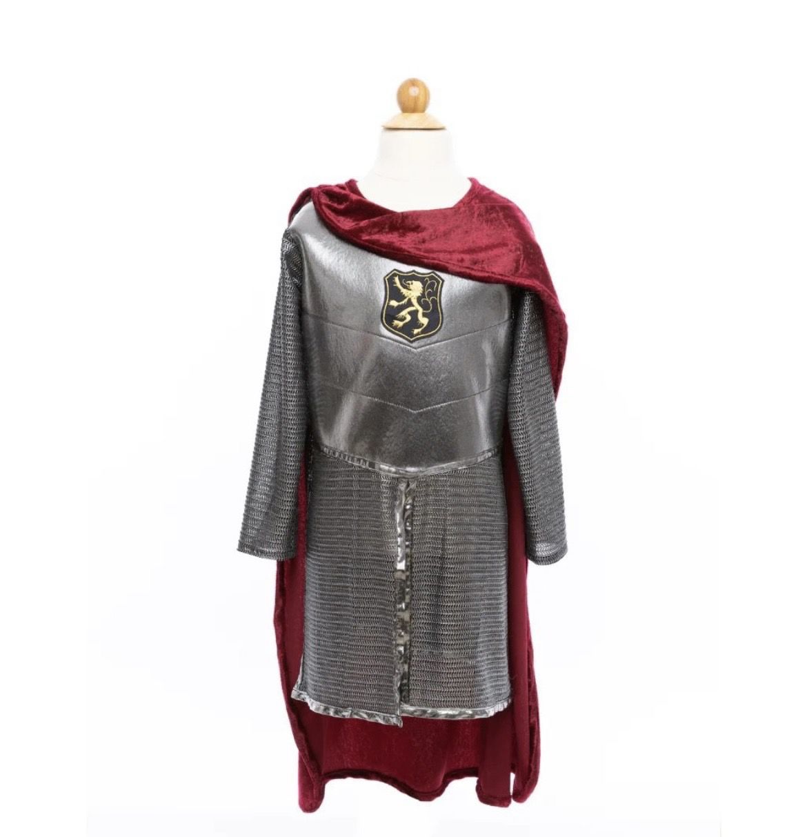 Kostüm Ritter mit Cape-Kostüm silber rot