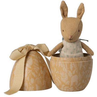 Osterei mit Mikro Kaninchen, Klein – Cremegelb