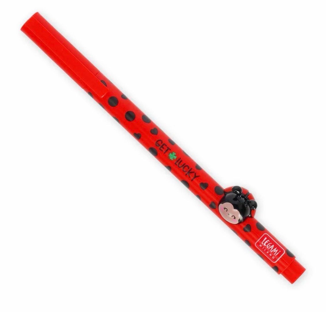 Gel Pen with "Get Lucky" Ladybug Animal Decoration - Lovely Friends