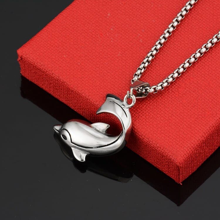 Fashion Titanium Steel Dolphin Pendant Necklace