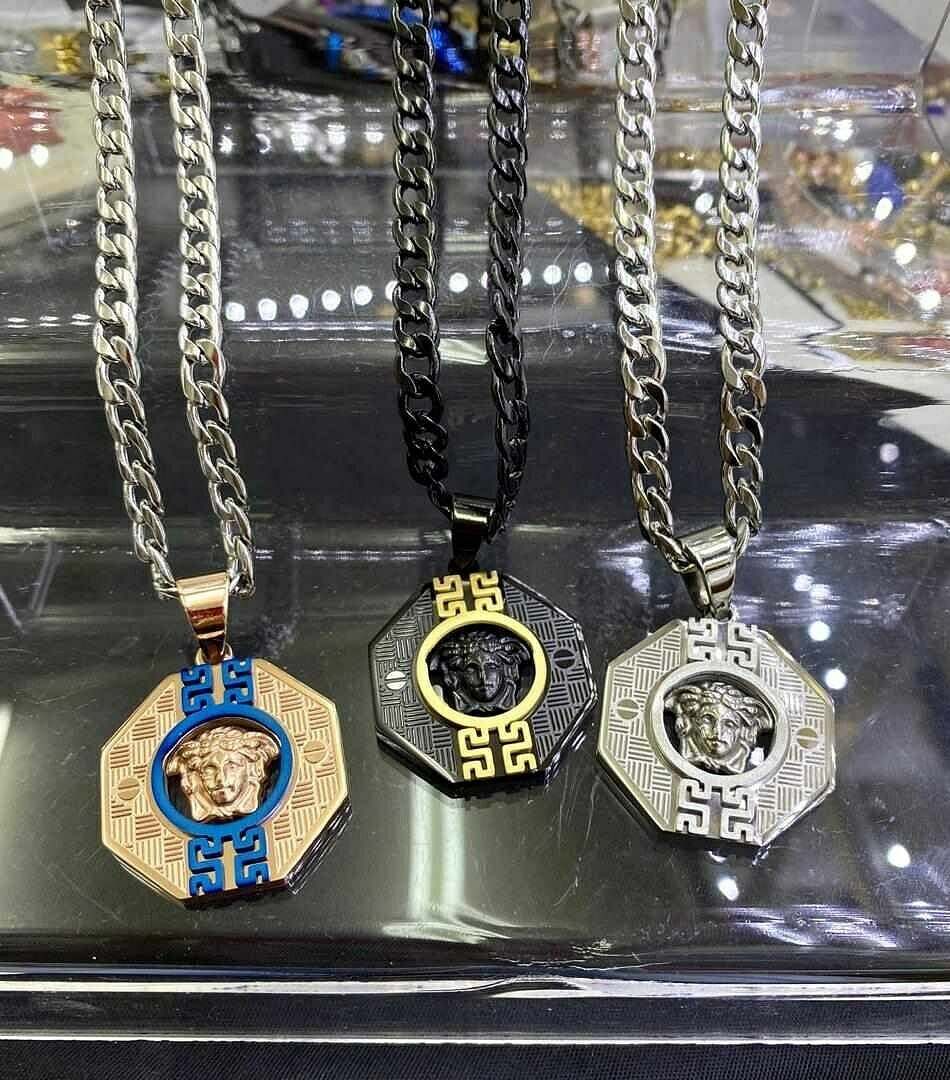Versace Medallion Cuban Pendant Necklace