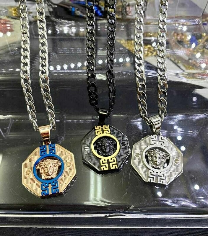 Versace Medallion Cuban Pendant Necklace