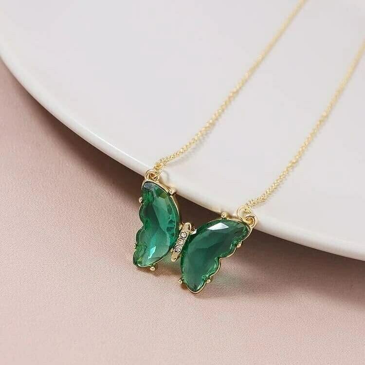 Trendy Butterfly Charm Pendant Necklace + Free Matching Earrings