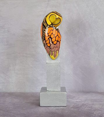Popart Eule 56 orange-yellow Owl Kleine Popart Eule in organge-gelb