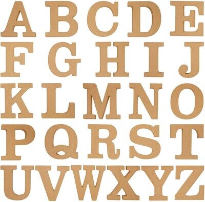 Plain MDF Blanks Cutouts Alphabets Set of 26 Wooden Letters with 4 mm Thickness Used for Home Decor Painting Art Crafts DIY
