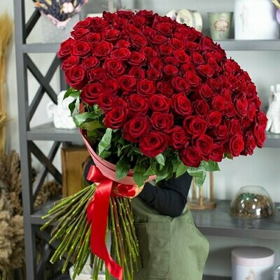 Premium Raudonos rožės | 100 vnt.