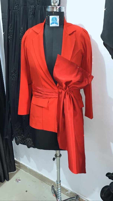 Red Coat With Bow Belt