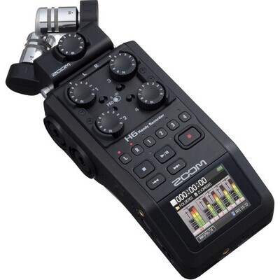 Zoom H6 All Black 6 Input / 6-Track Portable Handy Recorder with Single Mic Capsule