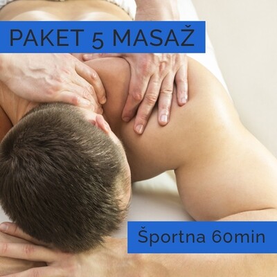 Paket petih 60 min Regenerativnih športnih masaž Paket petih 60 min Regenerativnih športnih masaž