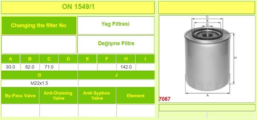 ON1549/1 ONFIL Fuel filter - W940/62 ST353 - IVECO - Citroen Jumper