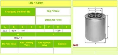 ON1549/1 ONFIL Fuel filter - W940/62 ST353 - IVECO - Citroen Jumper
