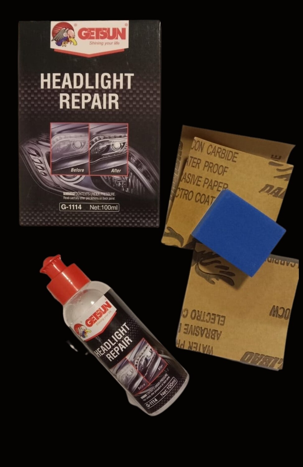 G-1114 Getsun Headlight Repair w/ cleaning kit 100mL