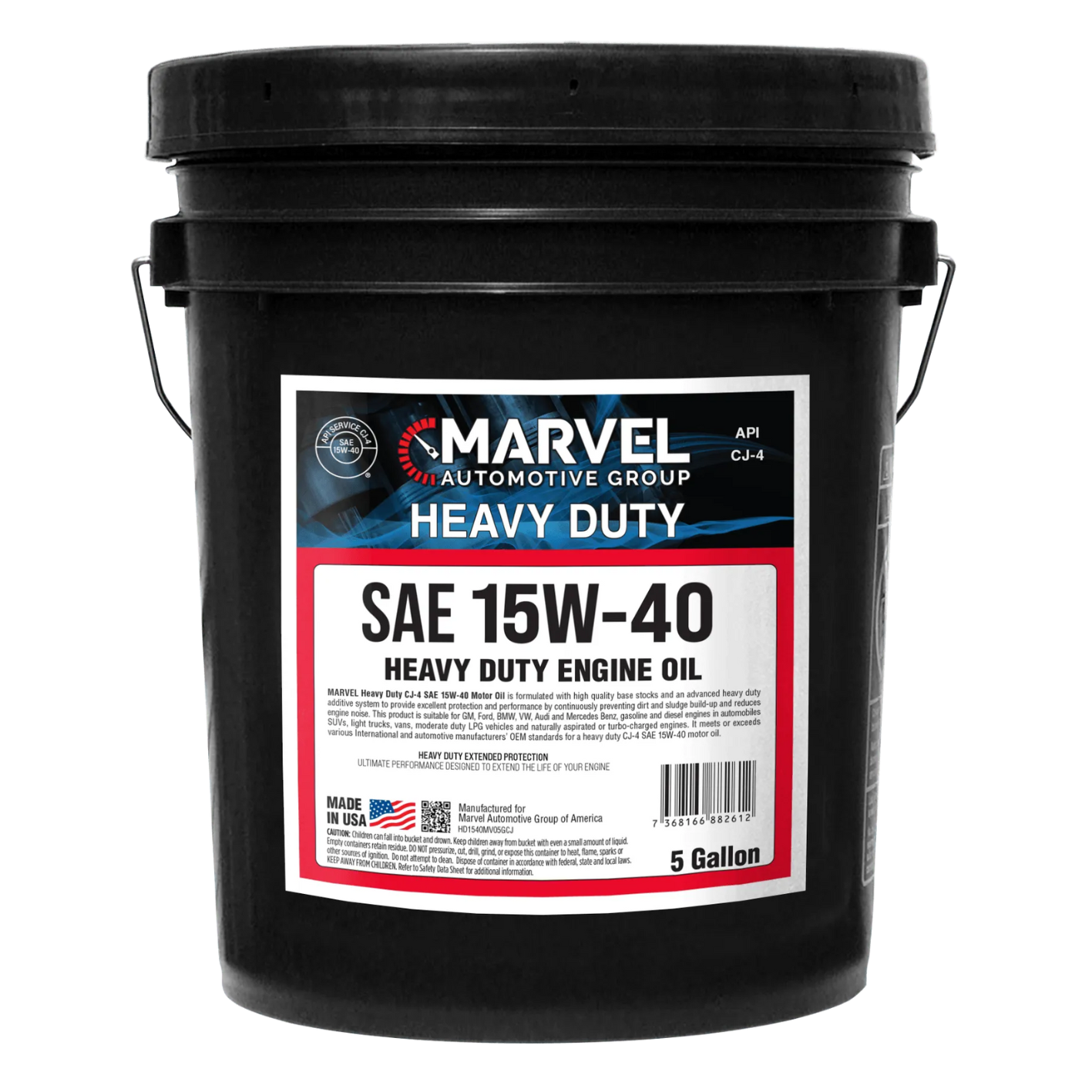 MARVEL HEAVY DUTY DIESEL ENGINE OIL SAE 15W-40 CJ-4 5 U.S. Gallons / 19 LITERS