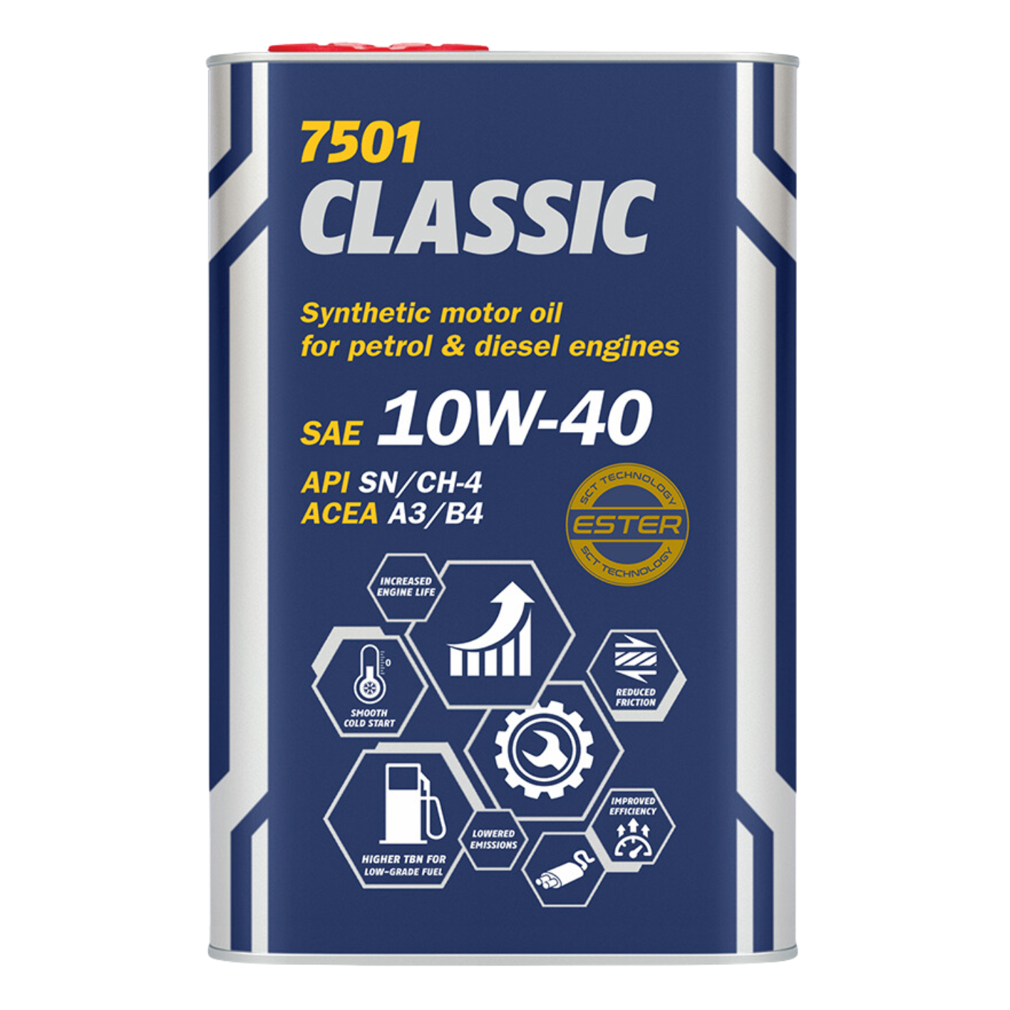 7501 MANNOL CLASSIC SAE 10W-40 SN/CH-4 A3/B4 HC SYNTHESE 7501 METALLIC