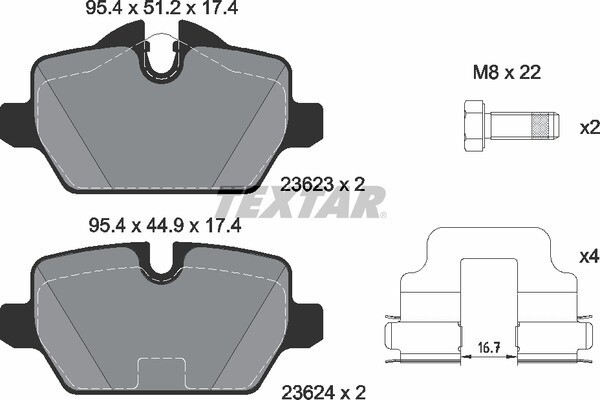 23623 TEXTAR  BRAKE PADS REAR