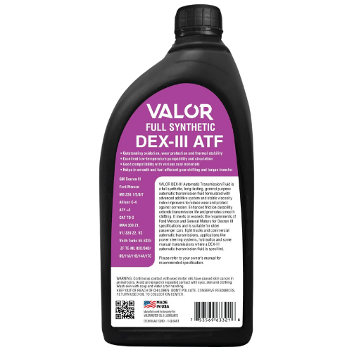 VAL-DIII-1 VALOR ATF RED DEXIII MERCON FULLY SYNTHETIC 1 U.S. QZ/ 946mL
