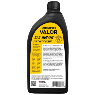 VAL-5W20-1 VALOR 5W-20 SYNTHETIC SN+ 1 U.S. QZ/ 946mL