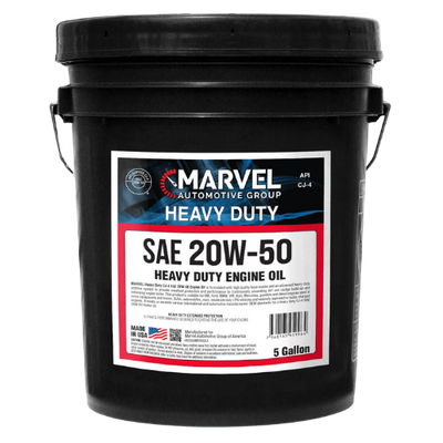 MAR-20W50-19 MARVEL SAE 20W-50 CJ-4 PREMIUM MOTOR OIL 5 U.S. GAL. / 19 L