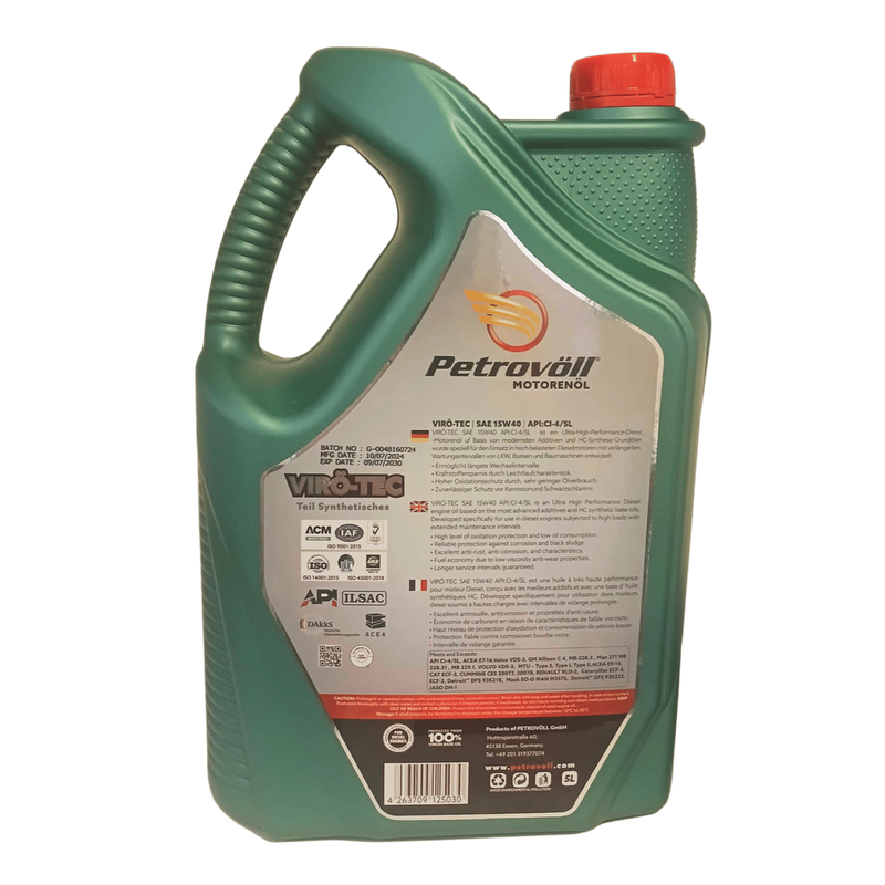 Petrovoll 15w40 Diesel API CI-4 5L