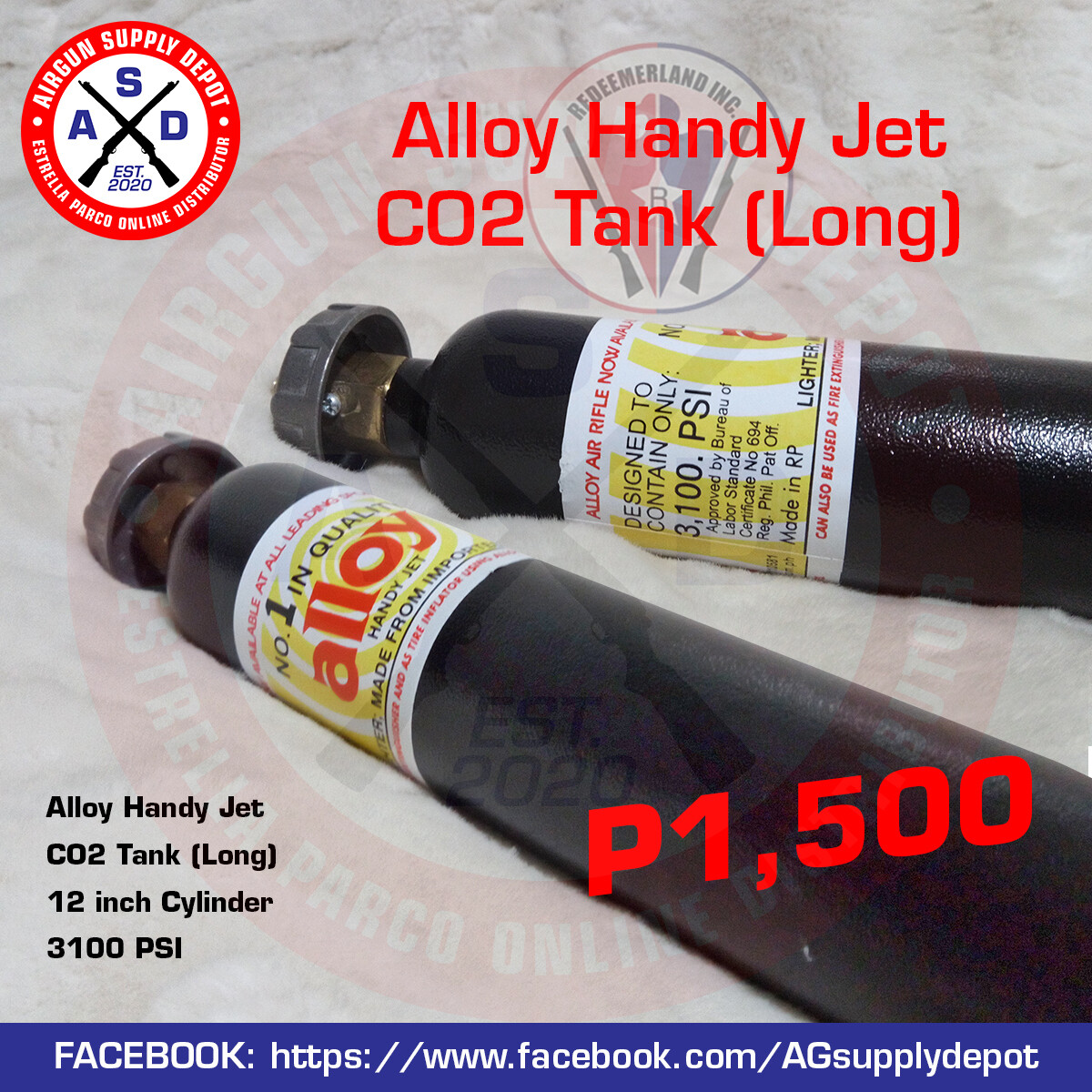 Alloy Handy Jet CO2 Tank (Long)