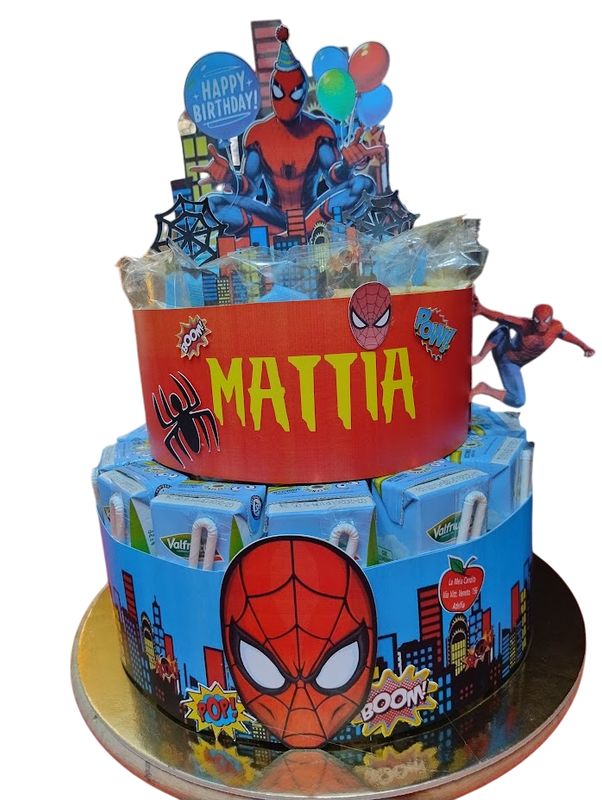 TORTA MERENDINE - SUCCHI - SPIDERMAN PER 15 BAMBINI