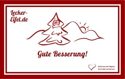 Etikett von der Gute Besserung Geschenkbox