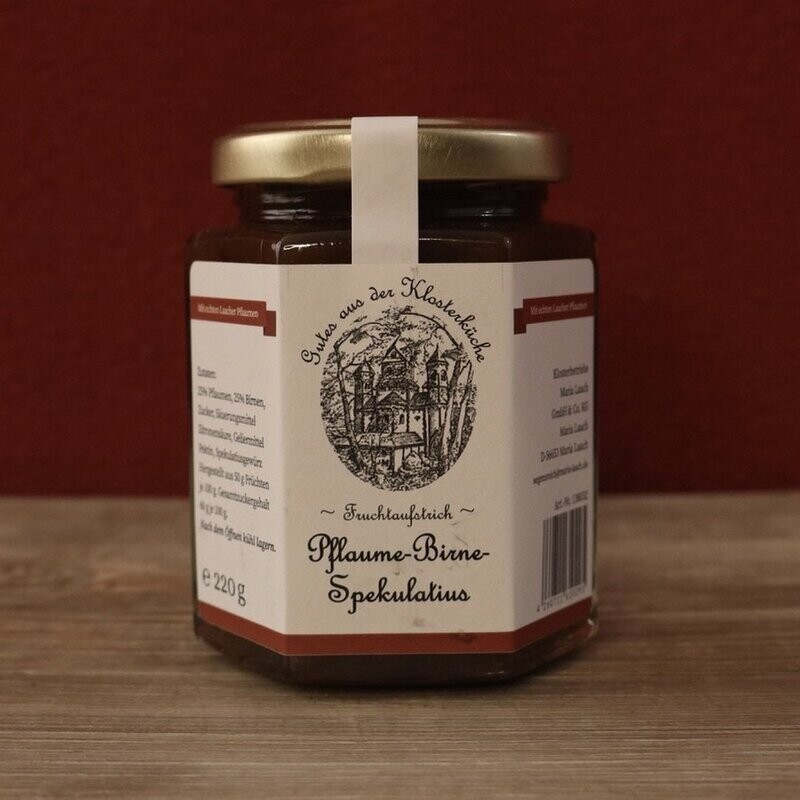 Pflaume-Birne-Spekulatius- Fruchtaufstrich Pflaume-Birne-Spekulatius- Fruchtaufstrich aus Maria Laach 220g