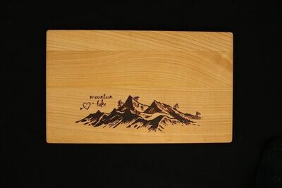 Mountainbike-Brettchen Holzbretchen mit gebranntem Mountainbike Motiv aus Kirchholz