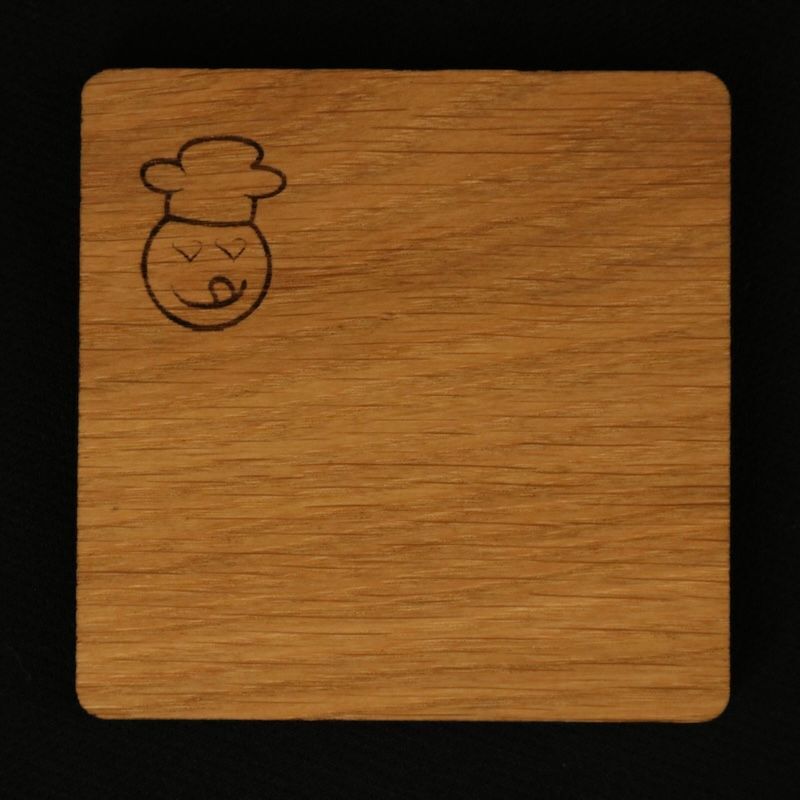 Untersetzer-Set 5 Stück Eiche geölt mit gebranntem Lecker-Eifel Logo