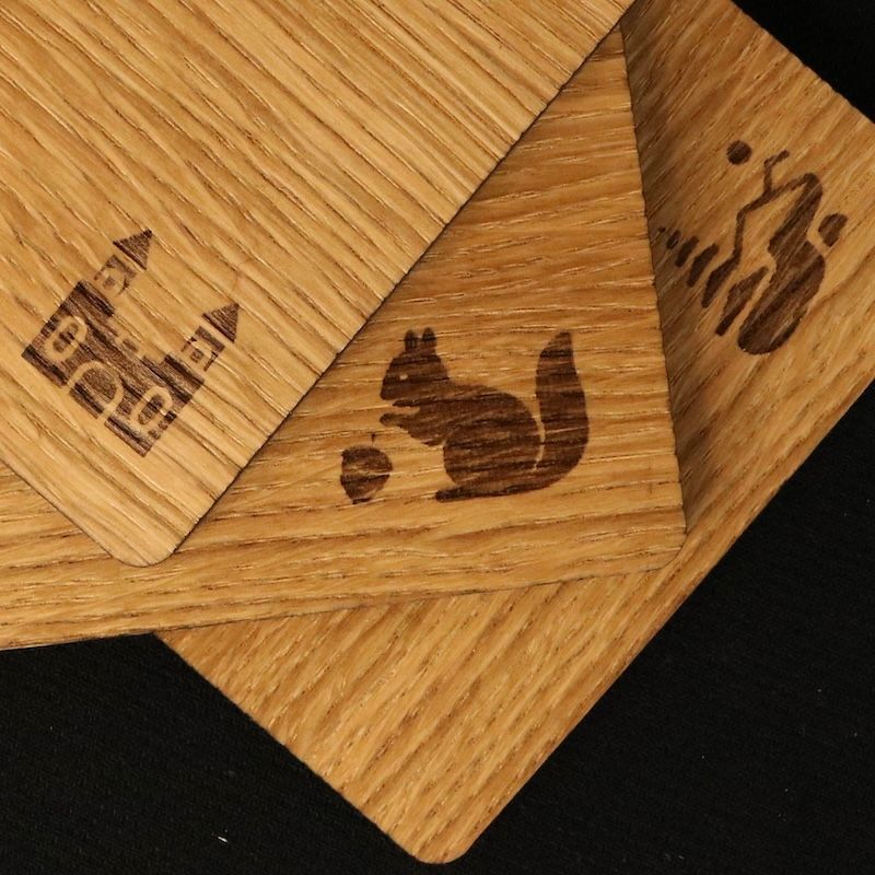 Untersetzer Eiche geölt mit gebrannten Eifel-Motiven 3er-Set