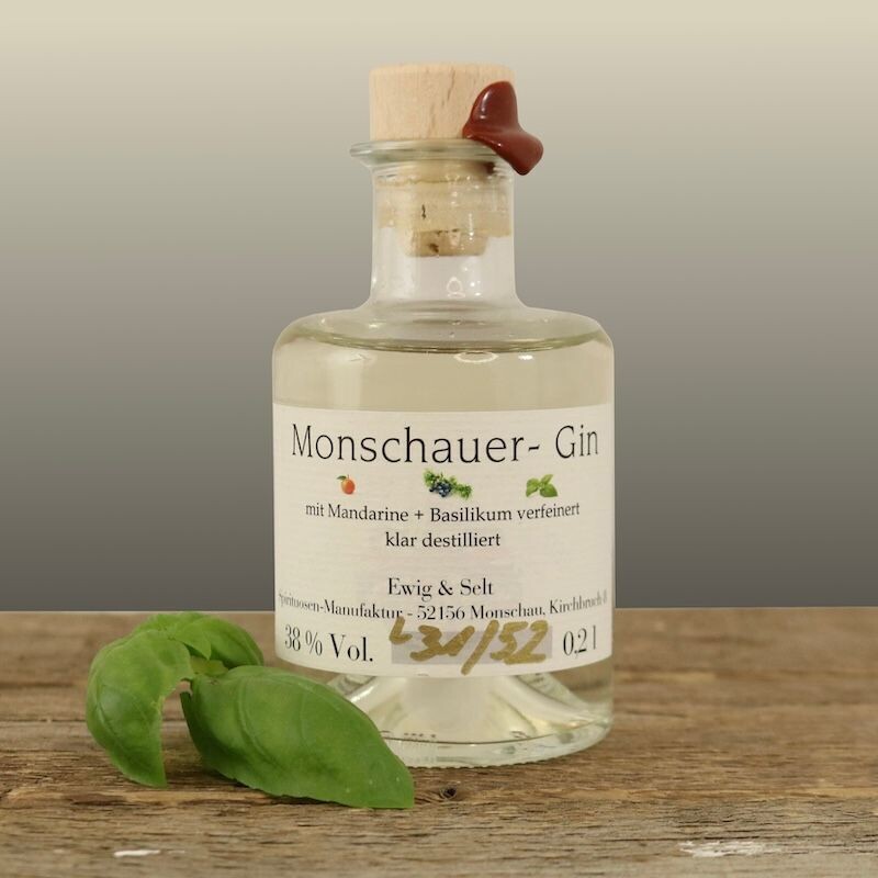 Monschauer Gin mit Mandarine & Basilikum Monschauer Gin mit Mandarine und Basilikum von Ewig und Selt 0,2l