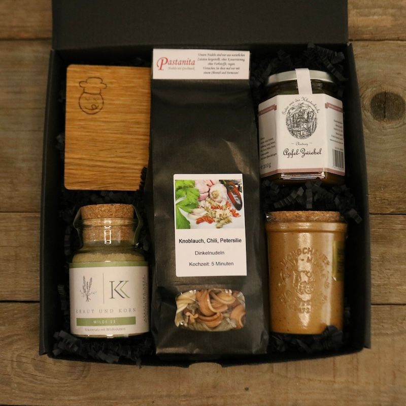 Aufkleber einer Lecker-Eifel Geschenkbox mit der Aufschrift Danke