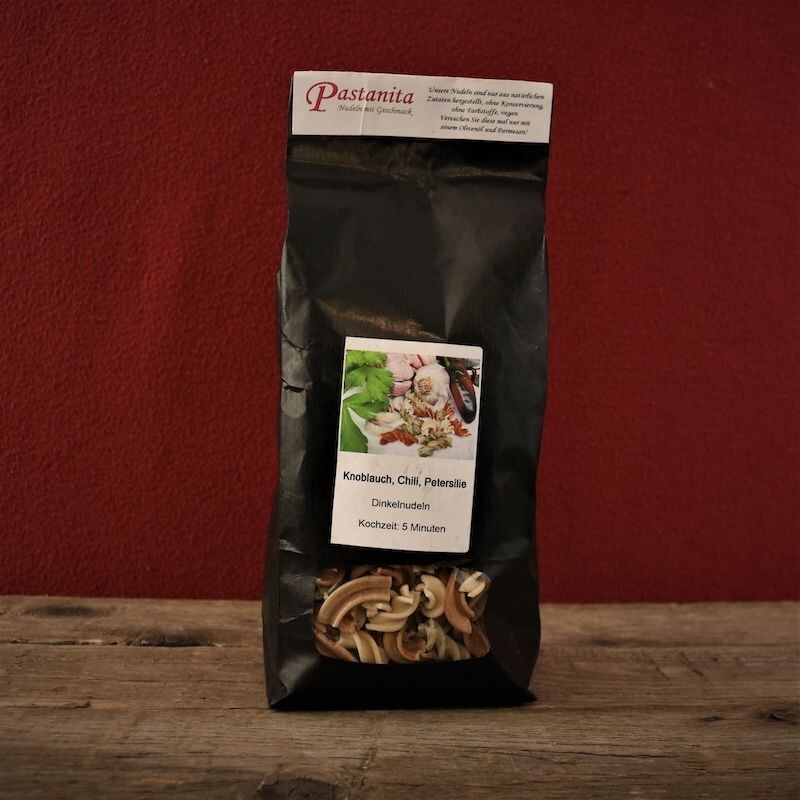 Dinkel-Spirelli-Mix Nudeln pikant von Pastanita in Papierverpackung 250g