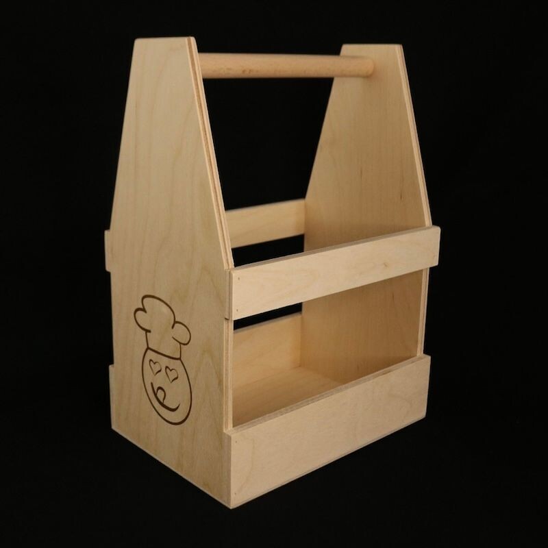 Bierträger für 6 Biere aus Birkenholz mit Lecker-Eifel Logo