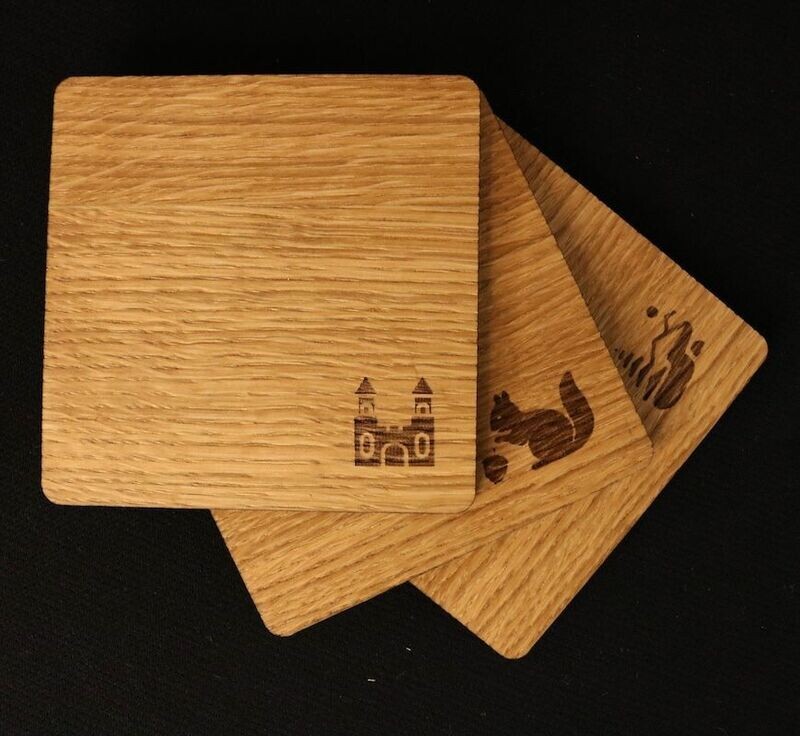 Untersetzer Eifel-Motive (3er-Set) Untersetzer Eiche geölt mit gebrannten Eifel-Motiven 3er-Set