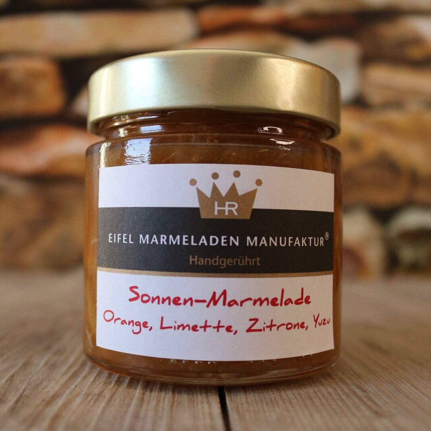 Sonnenmarmelade aus Orange Limette Zitrone und Yuzu von der Eifel Marmeladen Manufaktur 255g