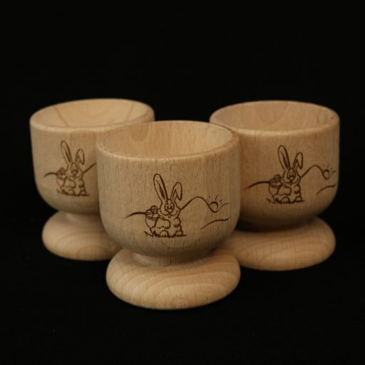 Eierbecher mit Hasen Lasergravur aus Buchenholz