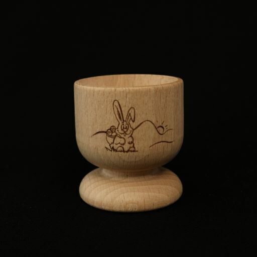 Eierbecher mit Hasen Lasergravur aus Buchenholz