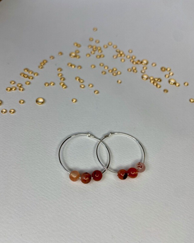 Boucles d&#39;oreilles Agate rouge Argent 925