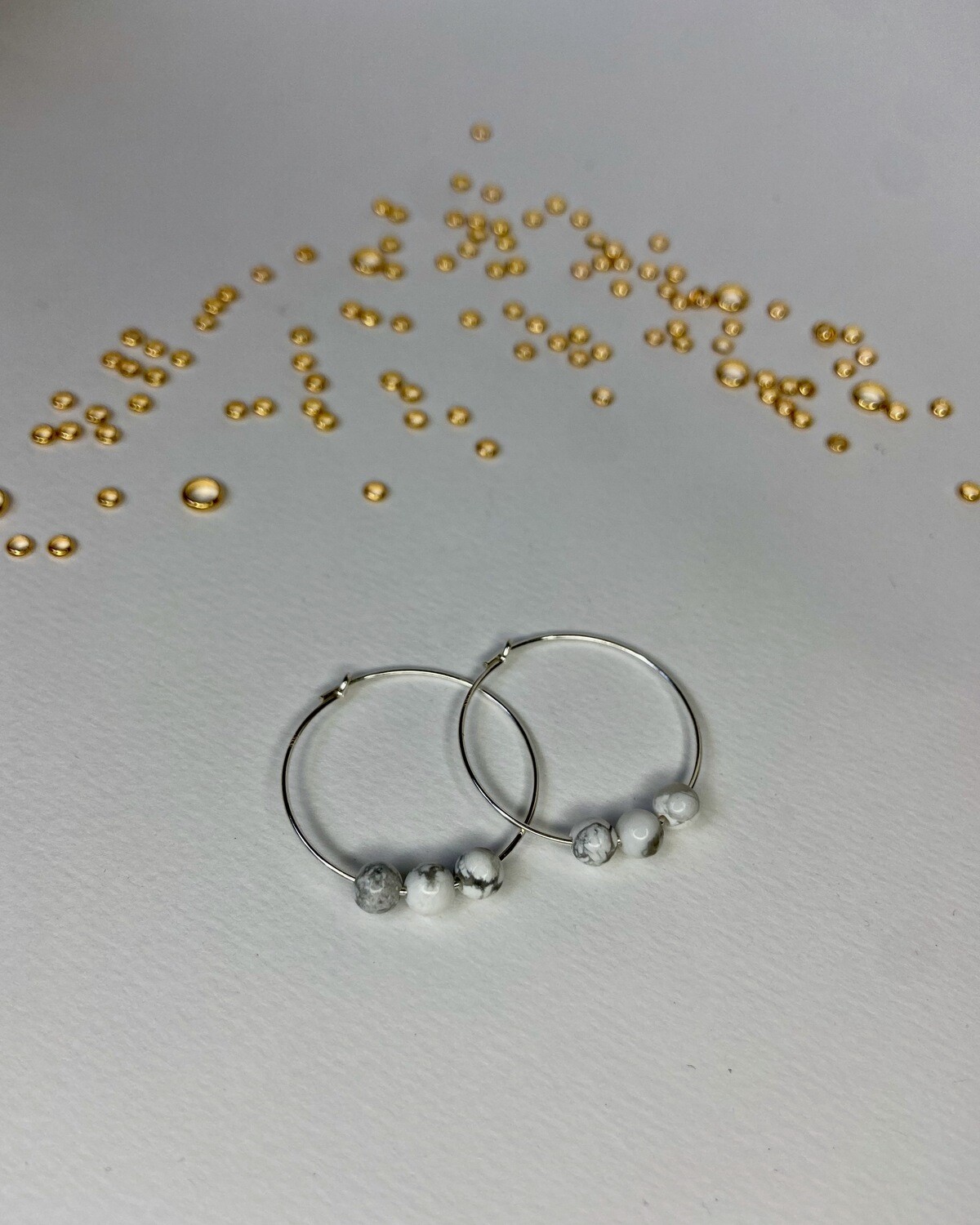 Boucles d&#39;oreilles Howlite Argent 925