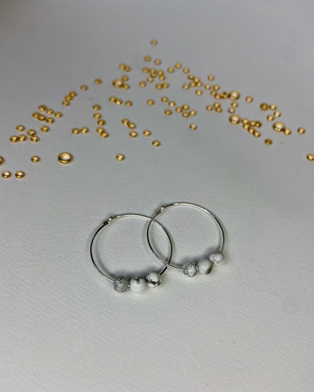 Boucles d&#39;oreilles Howlite Argent 925