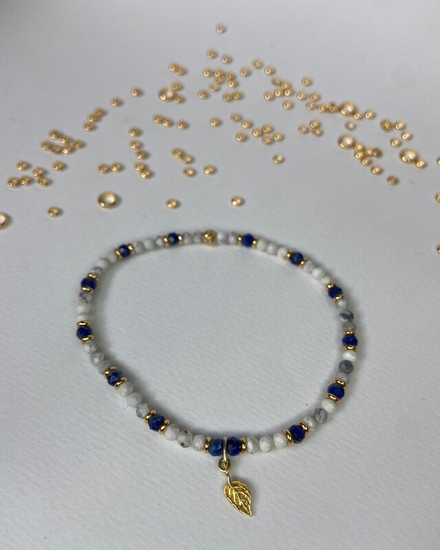 Bracelet pendentif Howlite et Lapis Lazuli