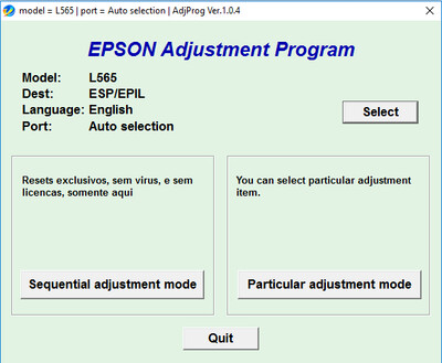 Resetter Adjustment Program Waste pad counter reset for Epson L110 L210 L300 L350 L355 L550 L555 &amp; L565