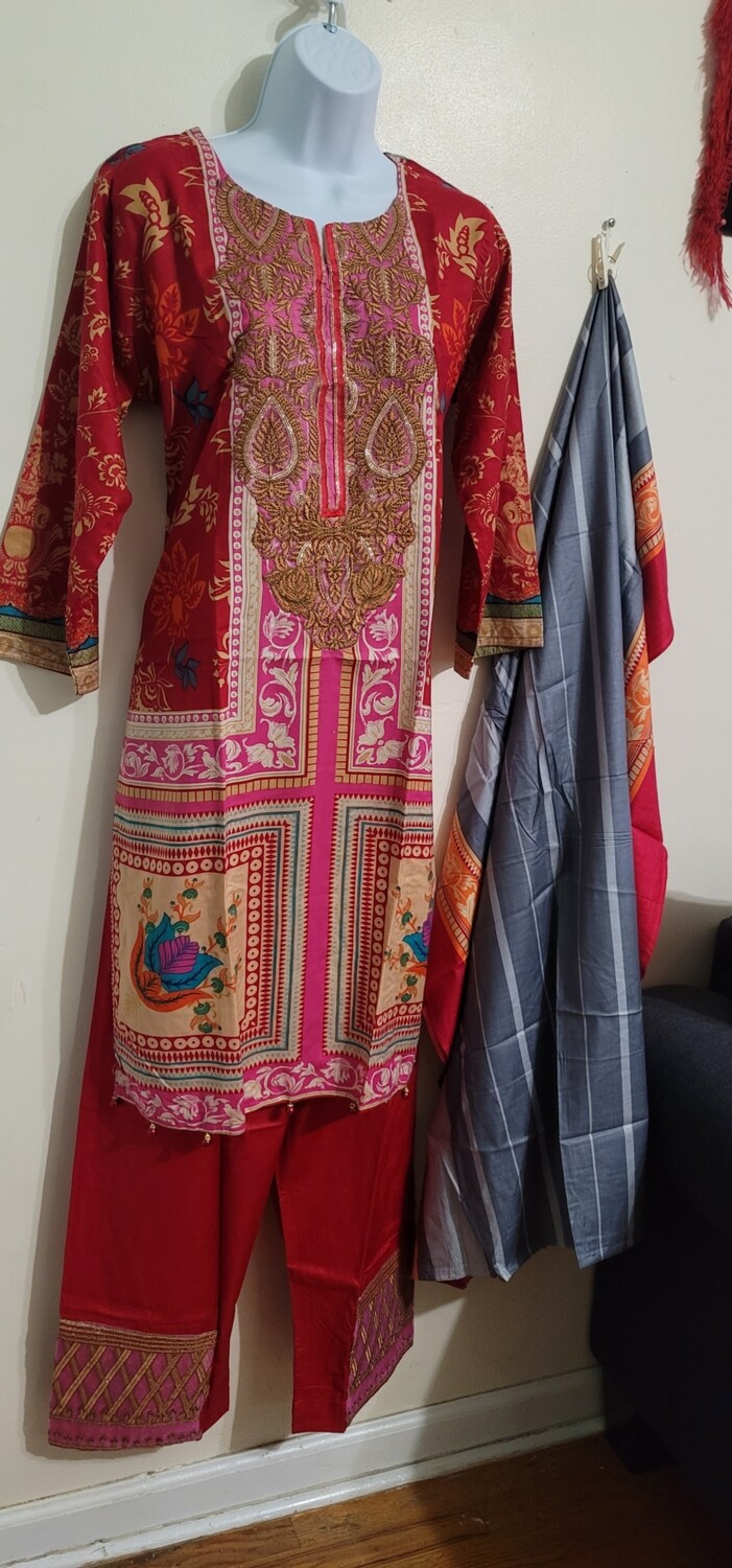 Linen Embroidered Suit