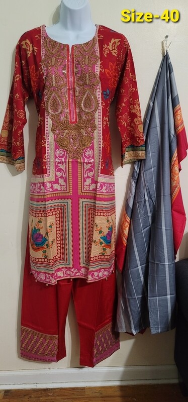 Linen Embroidered Suit