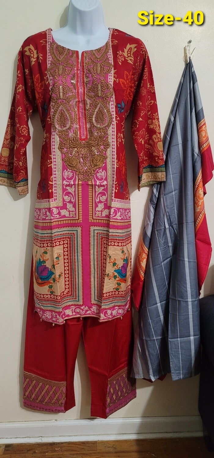 Linen Embroidered Suit